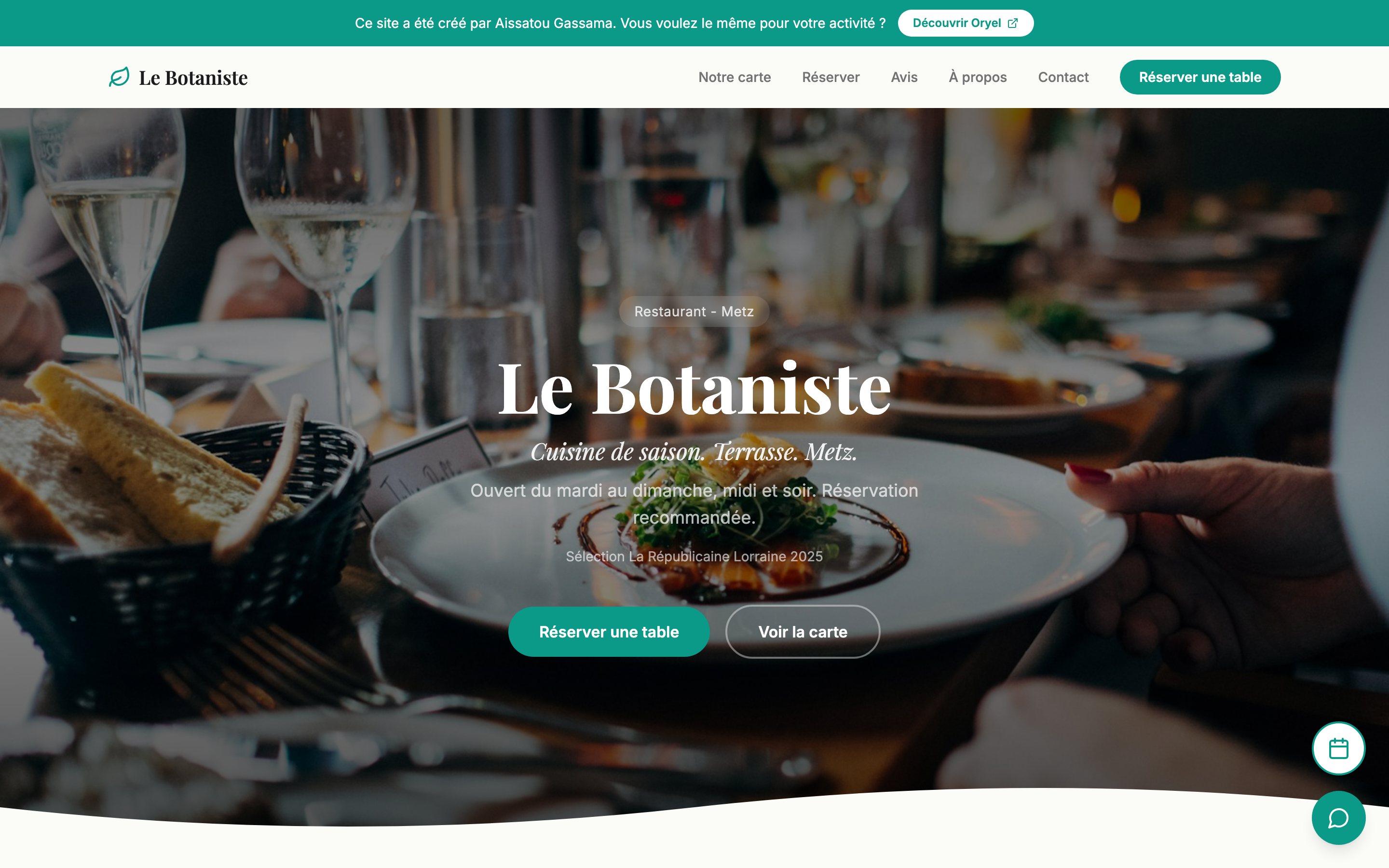 Page d'accueil du Botaniste, restaurant fictif à Metz