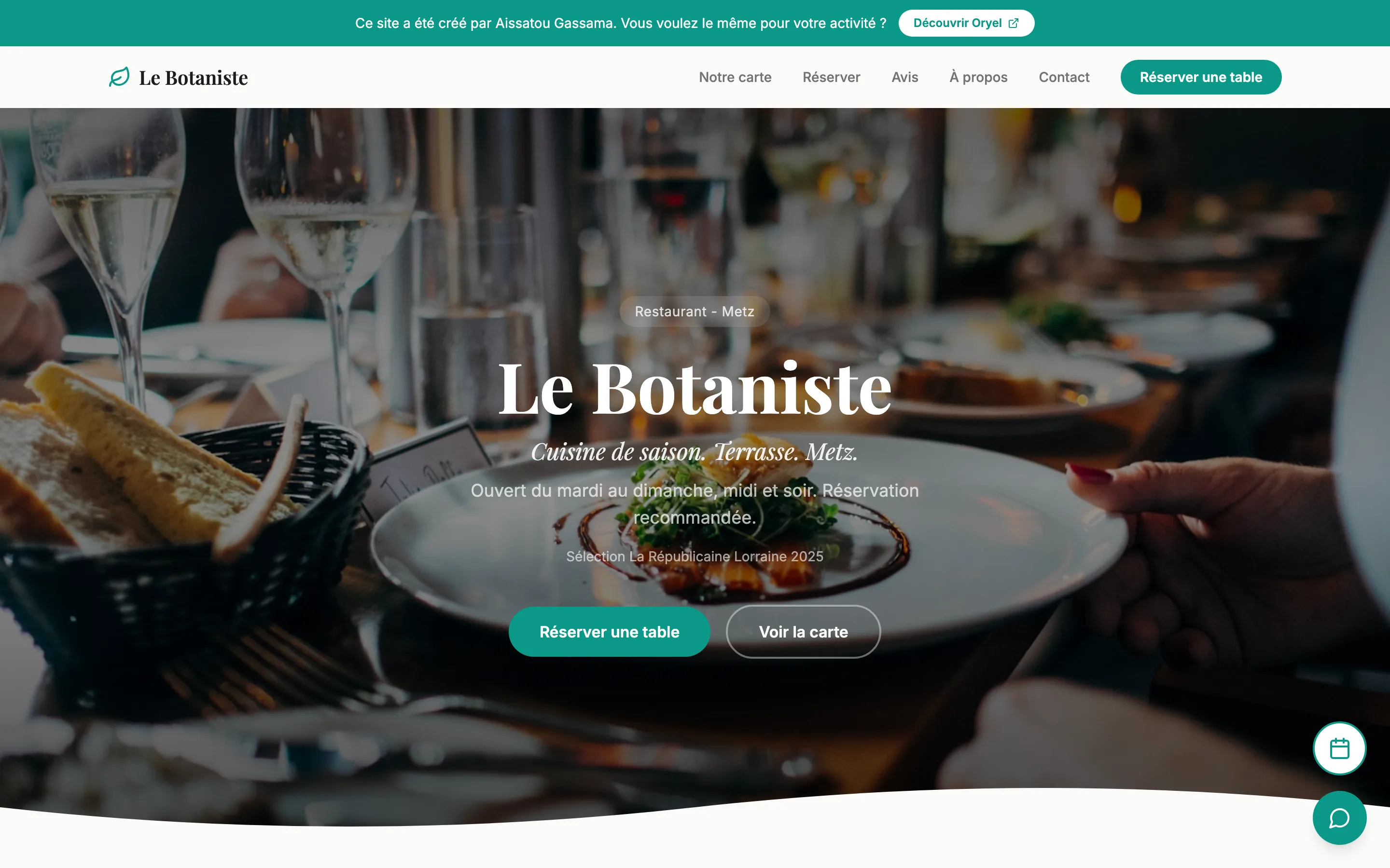 Page d'accueil du Botaniste, restaurant fictif à Metz